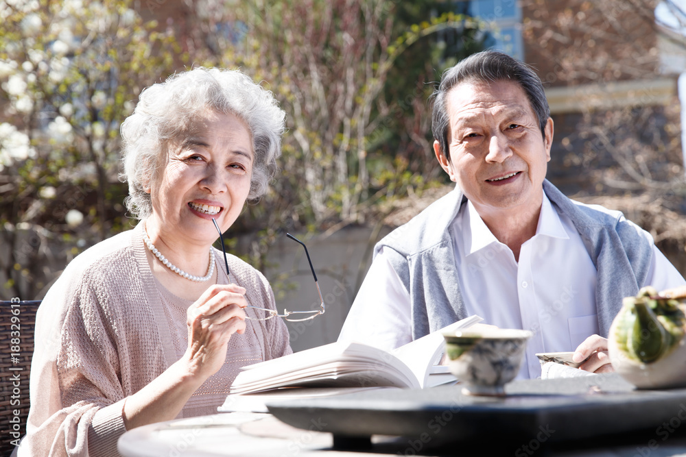The old couple in the courtyard to read The old couple in the courtyard to read