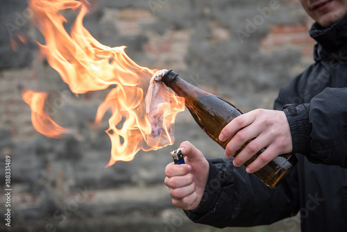 Man attack with molotov cocktail photo