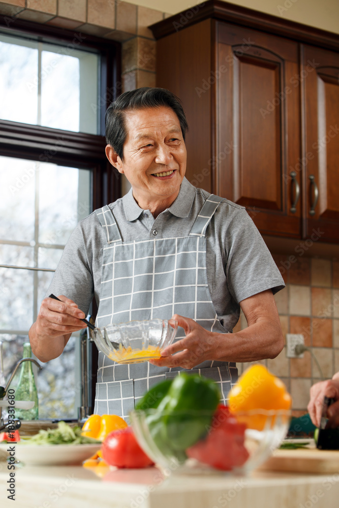 The old man is in the kitchen The old man is in the kitchen