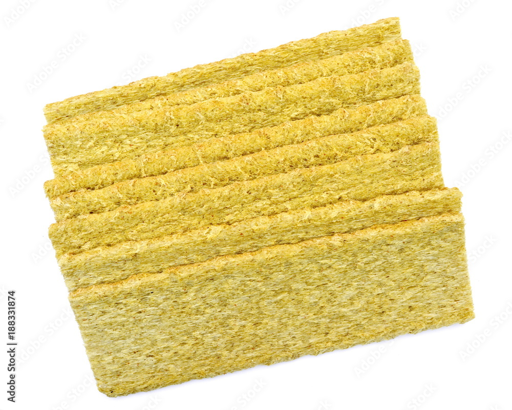 Fototapeta premium Heap of slice crispbread. Isolated. White background