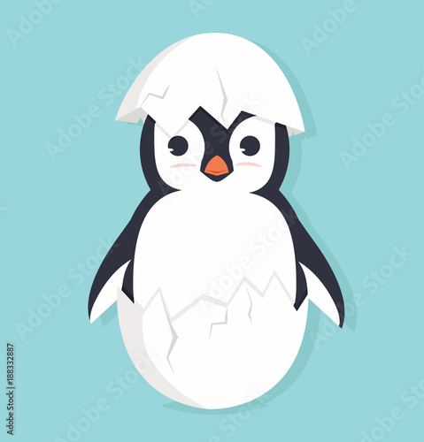 Cute penguin in egg