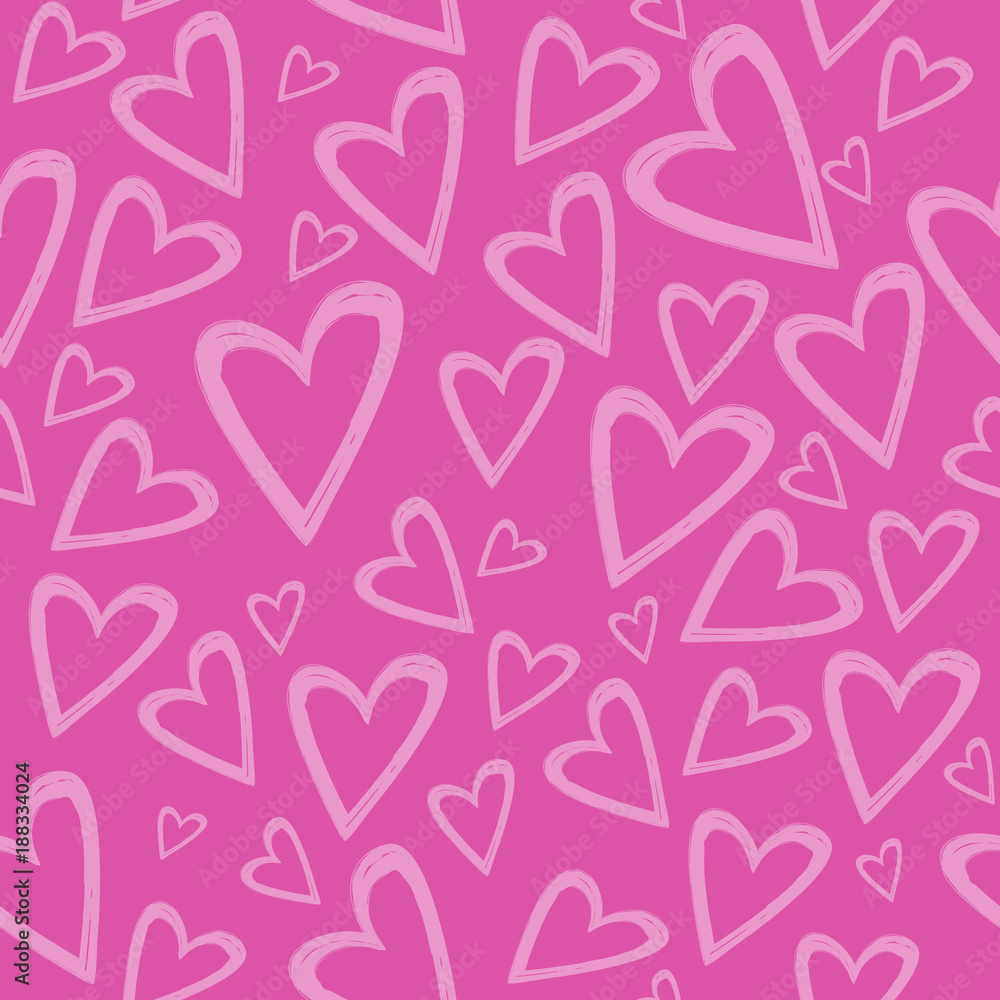 Romantic seamless pattern with hand drawn  hearts.