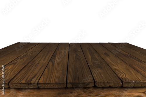 Wooden table isolated on a white background.