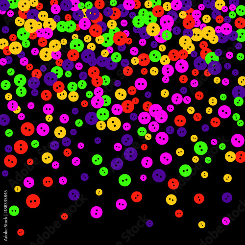 Vector Confetti Background Pattern. Element of design. Colored buttons on a black background