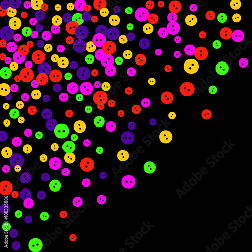 Vector Confetti Background Pattern. Element of design. Colored buttons on a black background