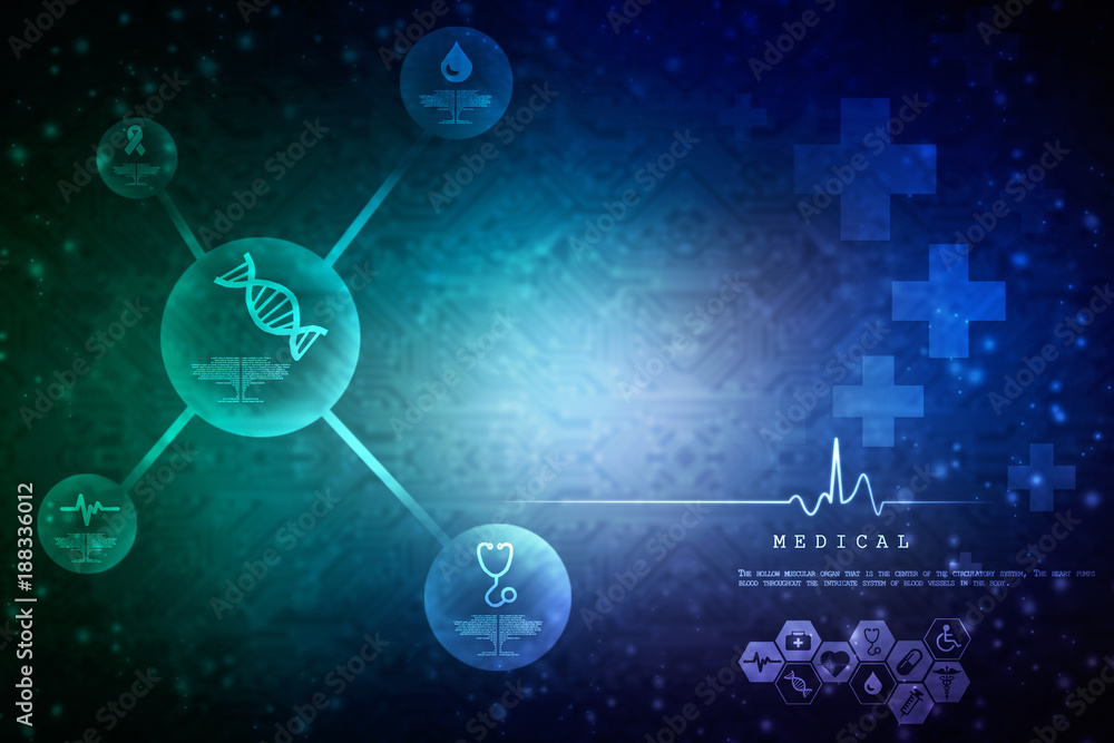 Fototapeta premium 2d render of dna structure, abstract background 