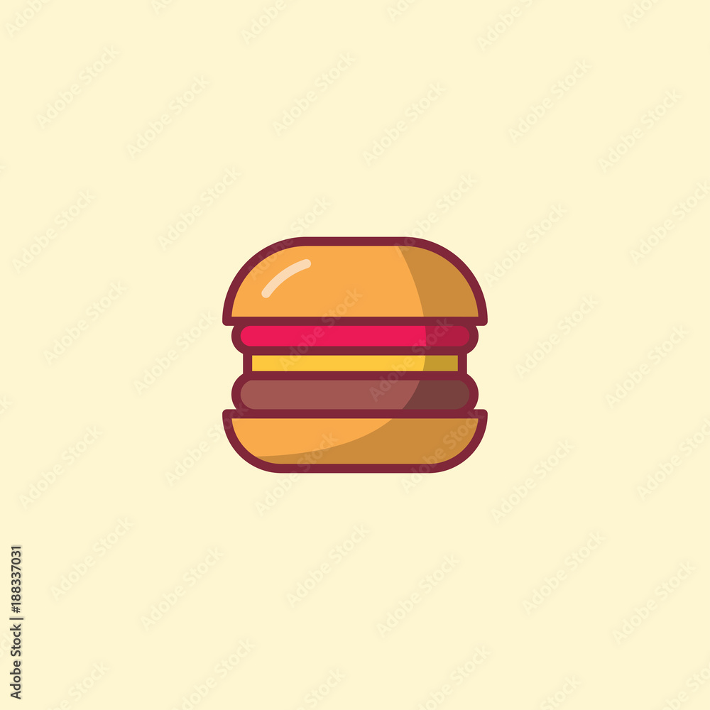 hamburger food icon flat illustration full vector hamburger food icon flat illustration full vector