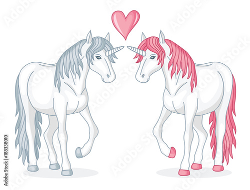 two enamored fairytale unicorns