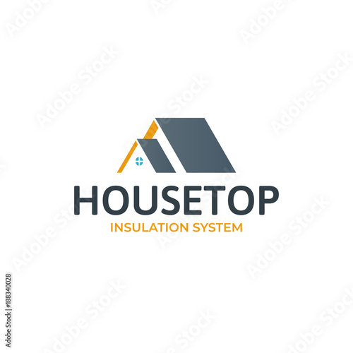 House roof logotype.Minimalistic logo for building or industrial company. Isolated vector illustration