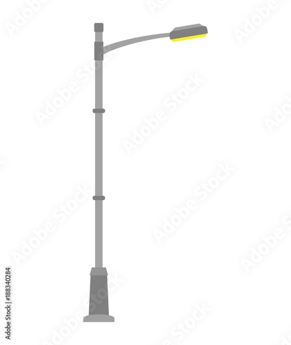 Street light isolated on white background. Outdoor Lamp post in flat style. Vector illustration