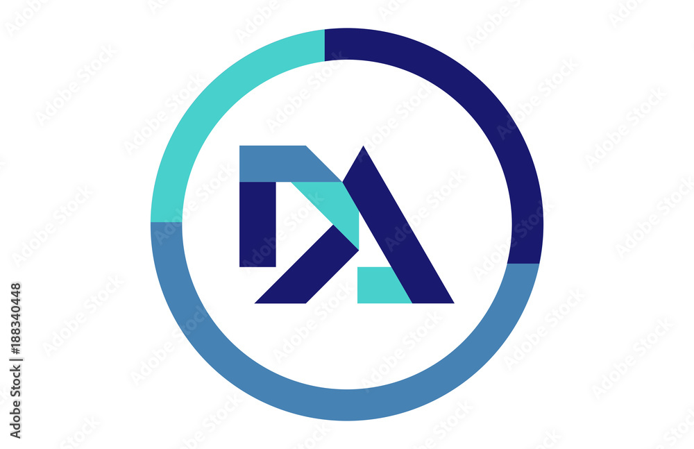 DA Global Circle Ribbon Letter Logo DA Global Circle Ribbon Letter Logo
