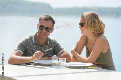 couple having a meal outdoor