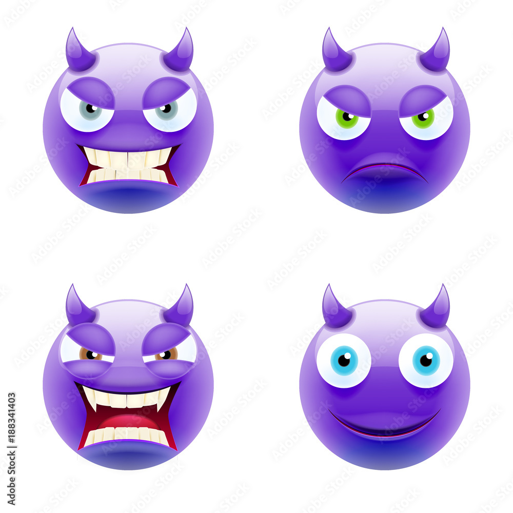 Set of Devil Emoticons. Set of Devil Emojis Set of Devil Emoticons. Set of Devil Emojis