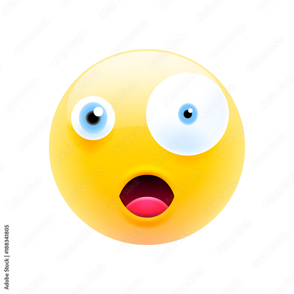 Cute Shocked Emoji with Big Eyes and Open Mouth Stock Vector ...