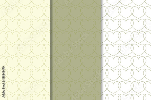 Set of olive hearts as seamless pattern. Romantic backgrounds