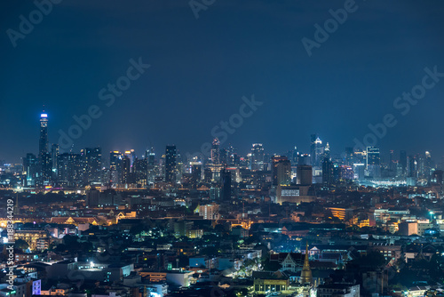 Bangkok city night light, Thailand - cityscape background © bigy9950