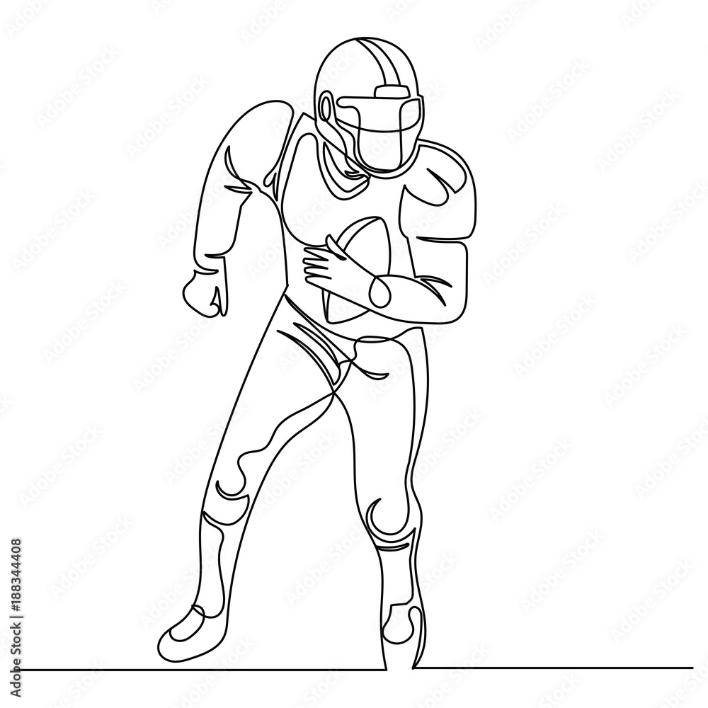 Fototapeta premium Continuous Line Drawing American Football Player.