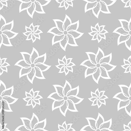 Gray and white floral ornament. Seamless pattern