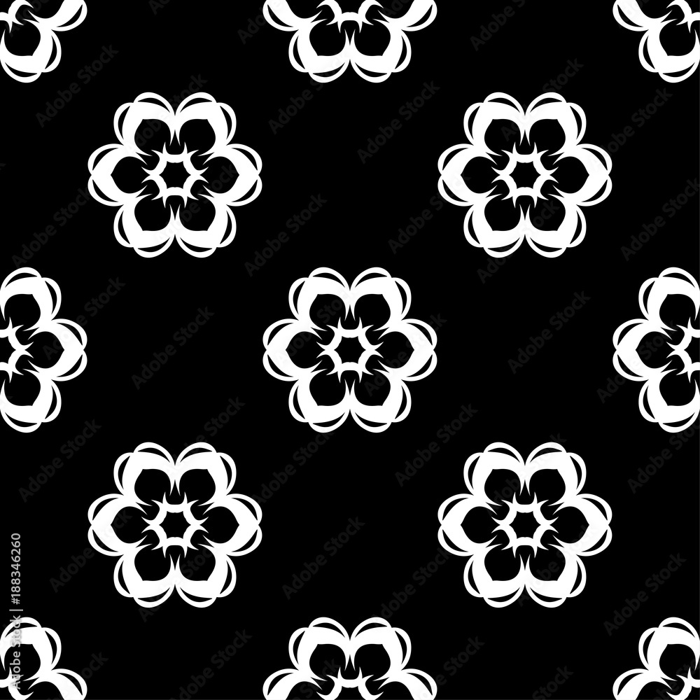 Black and white floral seamless pattern Black and white floral seamless pattern