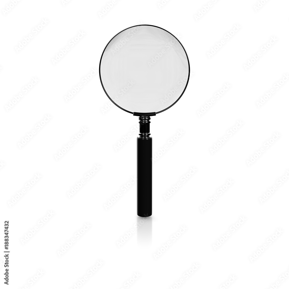 Isolated Magnifying Glass on an Unmarked Light Background With Reflection Isolated Magnifying Glass on an Unmarked Light Background With Reflection