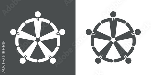 Icono plano hombres en corro gris y blanco