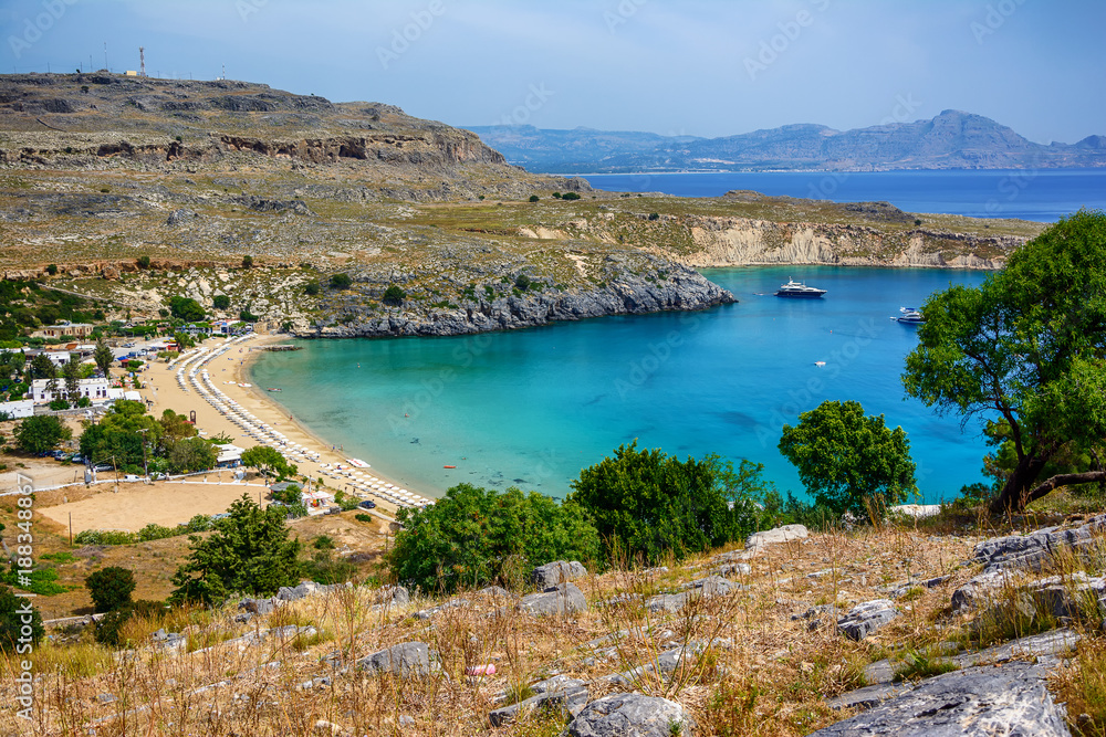 Picturesquare view from the Acropolis, Lindos, Greece Picturesquare view from the Acropolis, Lindos, Greece