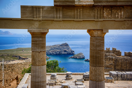 Bilde på lerret Picturesquare view from the Acropolis, Lindos, Greece