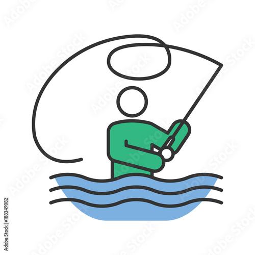 Fly fishing color icon