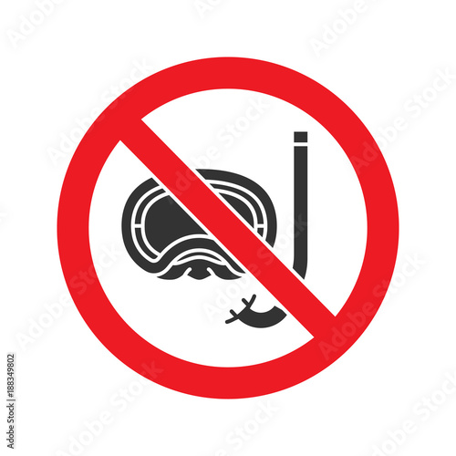 Forbidden sign with aqualung glyph icon