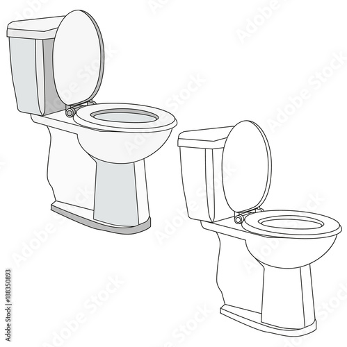 vector, isolated white toilet bowl