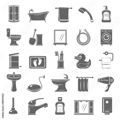 Bathroom equipment and accessories icons