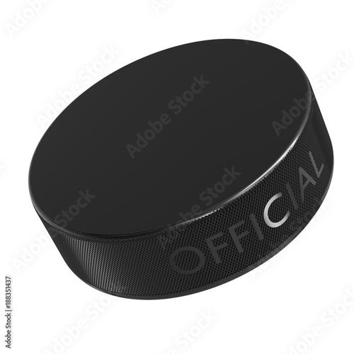 Isolated Floating Hockey Puck on a Seamless Light Background