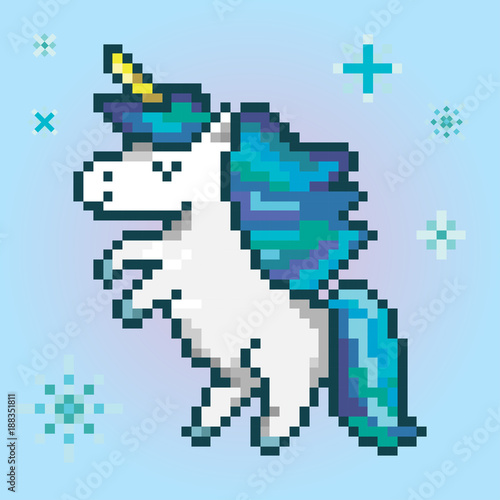 icon of the magic unicorn, pixel art