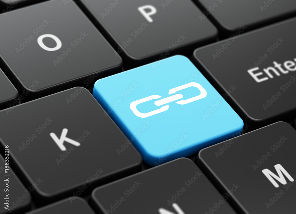 Web development concept: computer keyboard with Link icon on enter button background, 3D rendering Web development concept: computer keyboard with Link icon on enter button background, 3D rendering