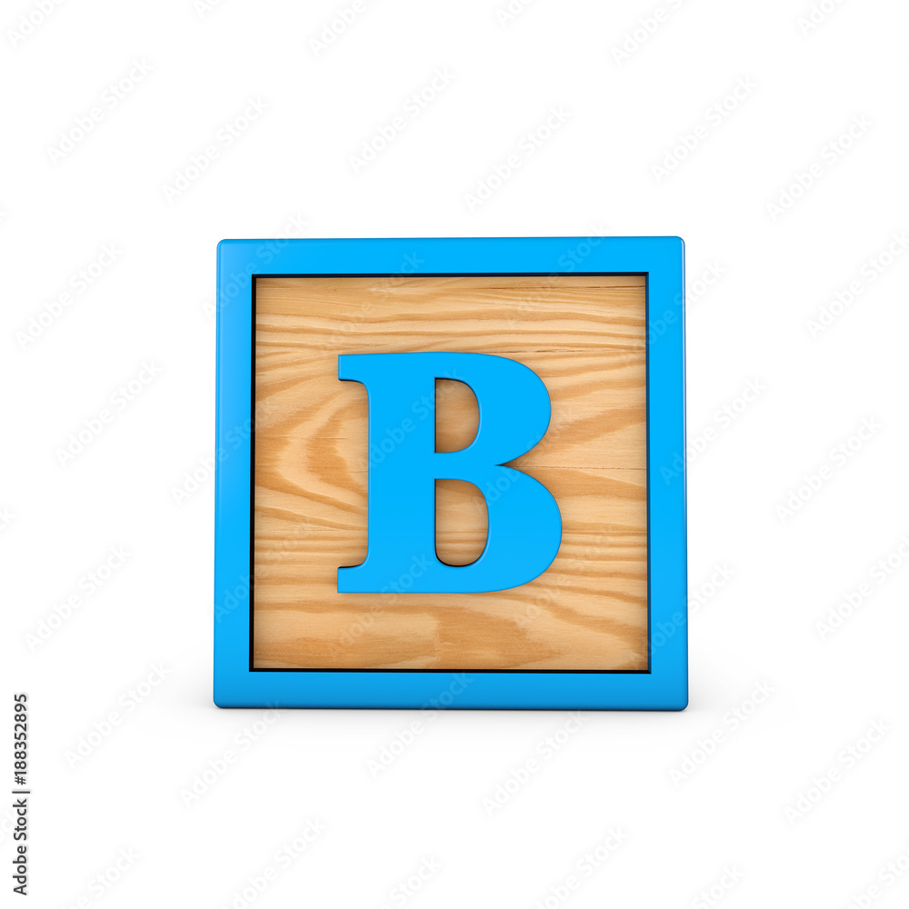 Letter B wodden childrens toy alphabet block. 3D Rendering Letter B wodden childrens toy alphabet block. 3D Rendering