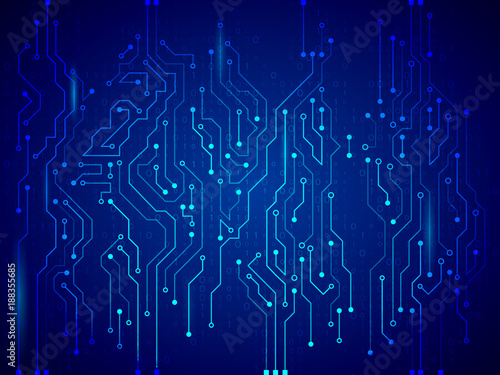 High-tech technology background texture. Blue circuit board vector illustration.