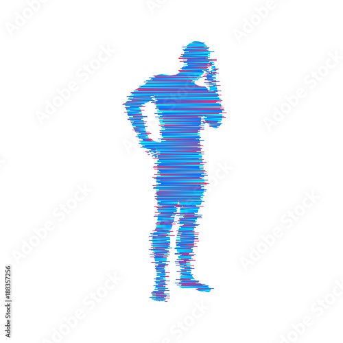Thinking man. Silhouette of a standing man. Idea concept vector illustration.