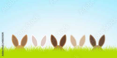 Easter Banner Meadow 5 Bunnys Sky
