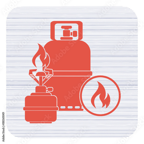 Camping stove with gas bottle icon