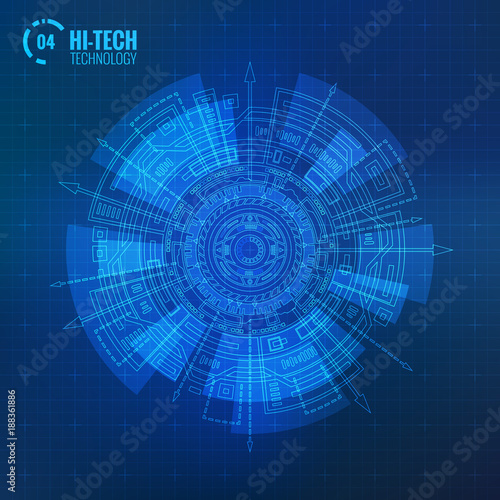 Sci-Fi Futuristic Technologies Circle Elements Set