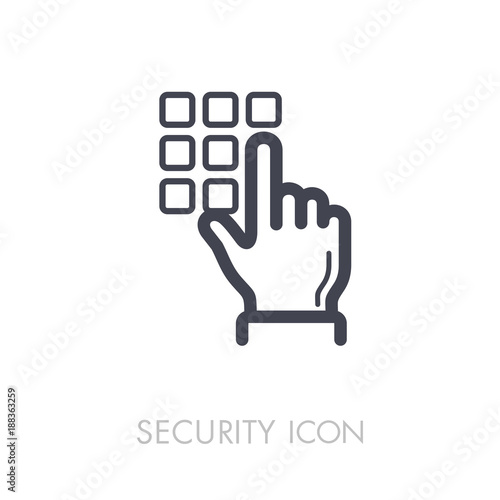Hand finger entering pin code solid icon