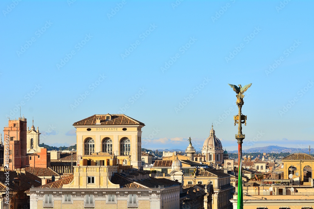 Panoramic view of City of Rome from the roof of Altar of the Fatherland, Italy