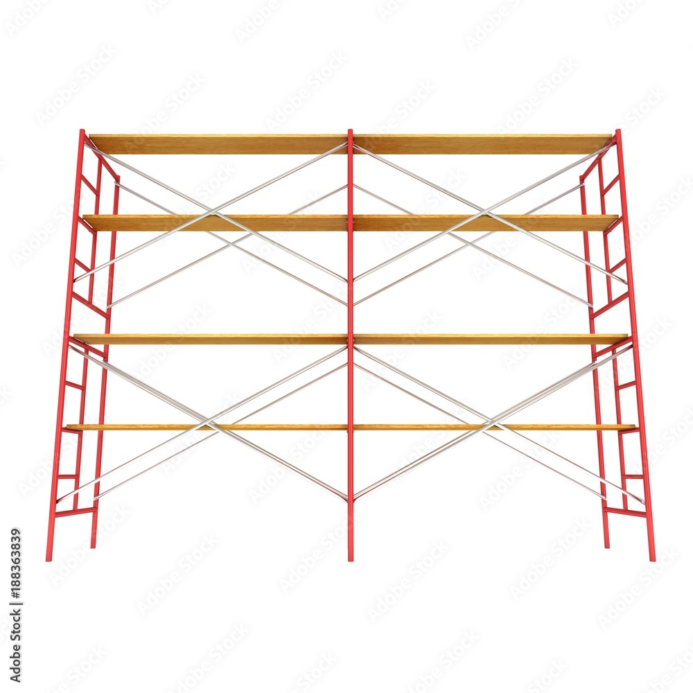 Scaffolding metal construction isolated on white. 3d render illustration Scaffolding metal construction isolated on white. 3d render illustration
