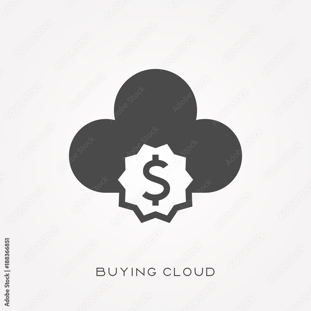 Silhouette icon buying cloud Silhouette icon buying cloud