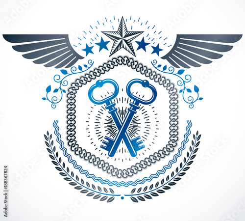 Vector emblem, vintage heraldic design.