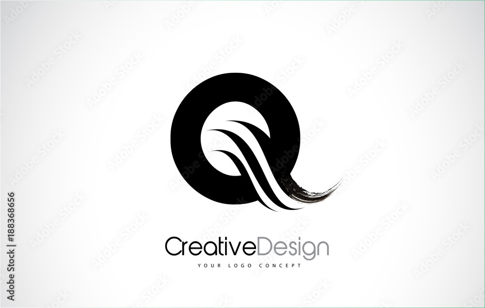 Fototapeta premium Q Letter Design Brush Paint Stroke.