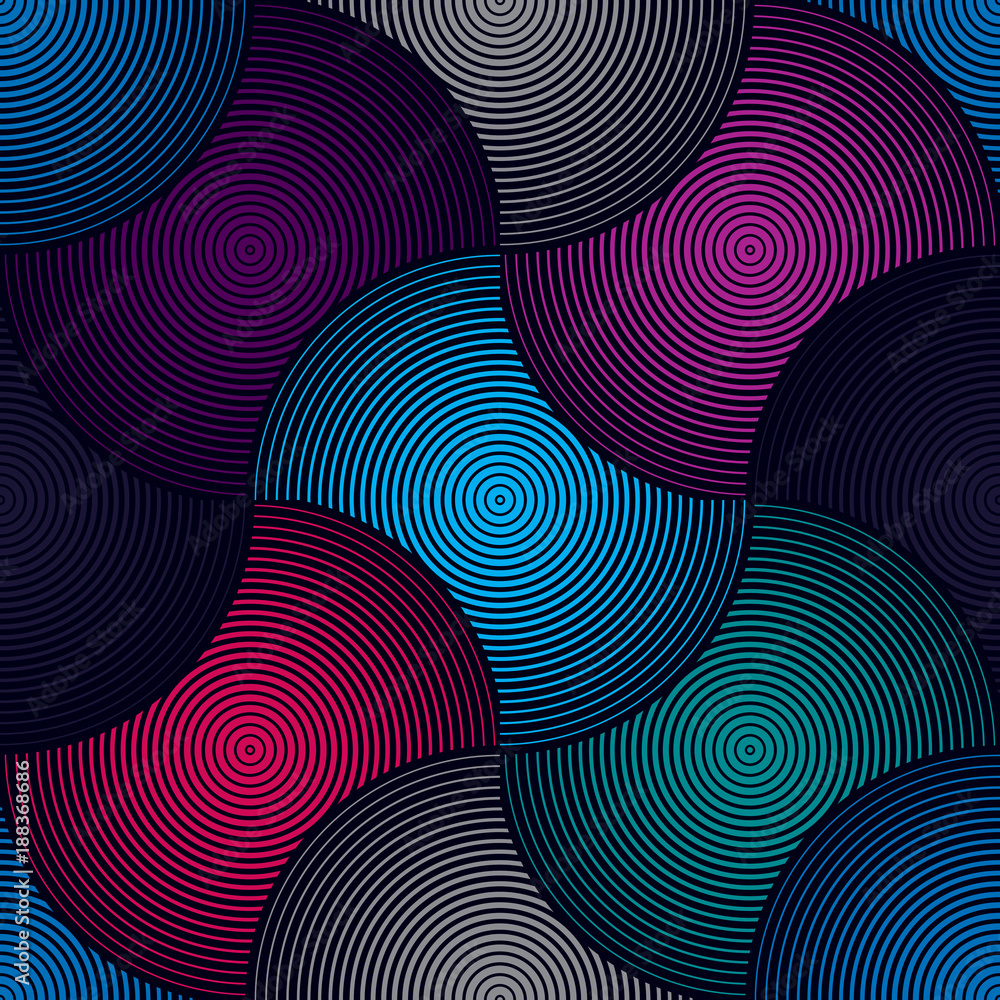 Seamless geometric pattern. Geometric simple fashion fabric print. Vector repeating tile texture. Overlapping circles funky theme. Usable for fabric, wallpaper, wrapping, web and print. Seamless geometric pattern. Geometric simple fashion fabric print. Vector repeating tile texture. Overlapping circles funky theme. Usable for fabric, wallpaper, wrapping, web and print.