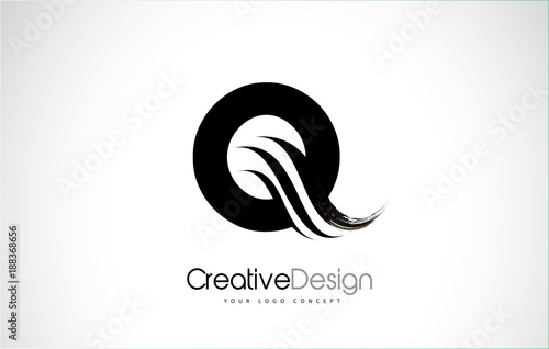 Q Letter Design Brush Paint Stroke.