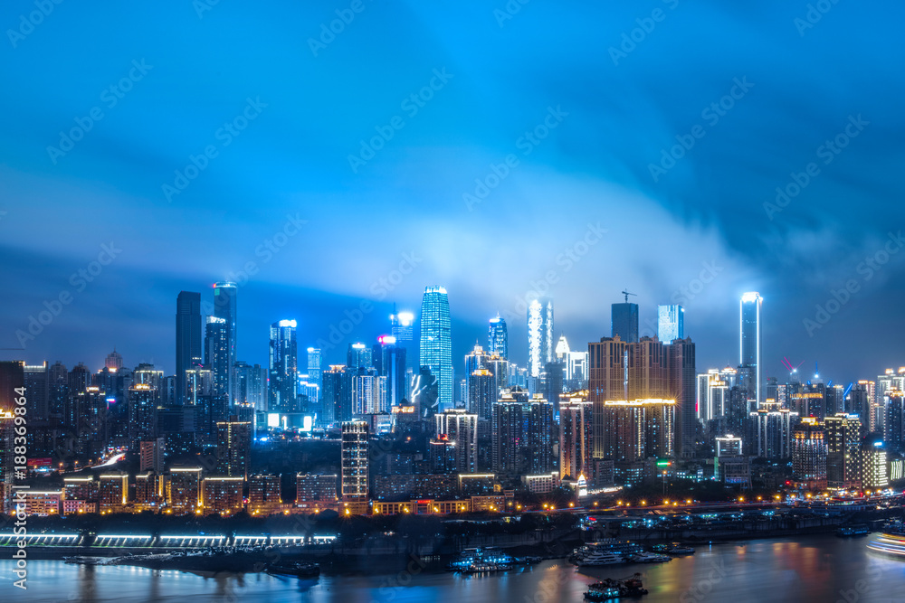 Night view of urban architecture in Chongqing,China Night view of urban architecture in Chongqing,China