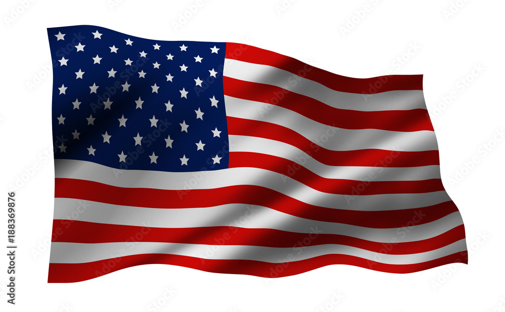USA or America flag isolated on white background USA or America flag isolated on white background
